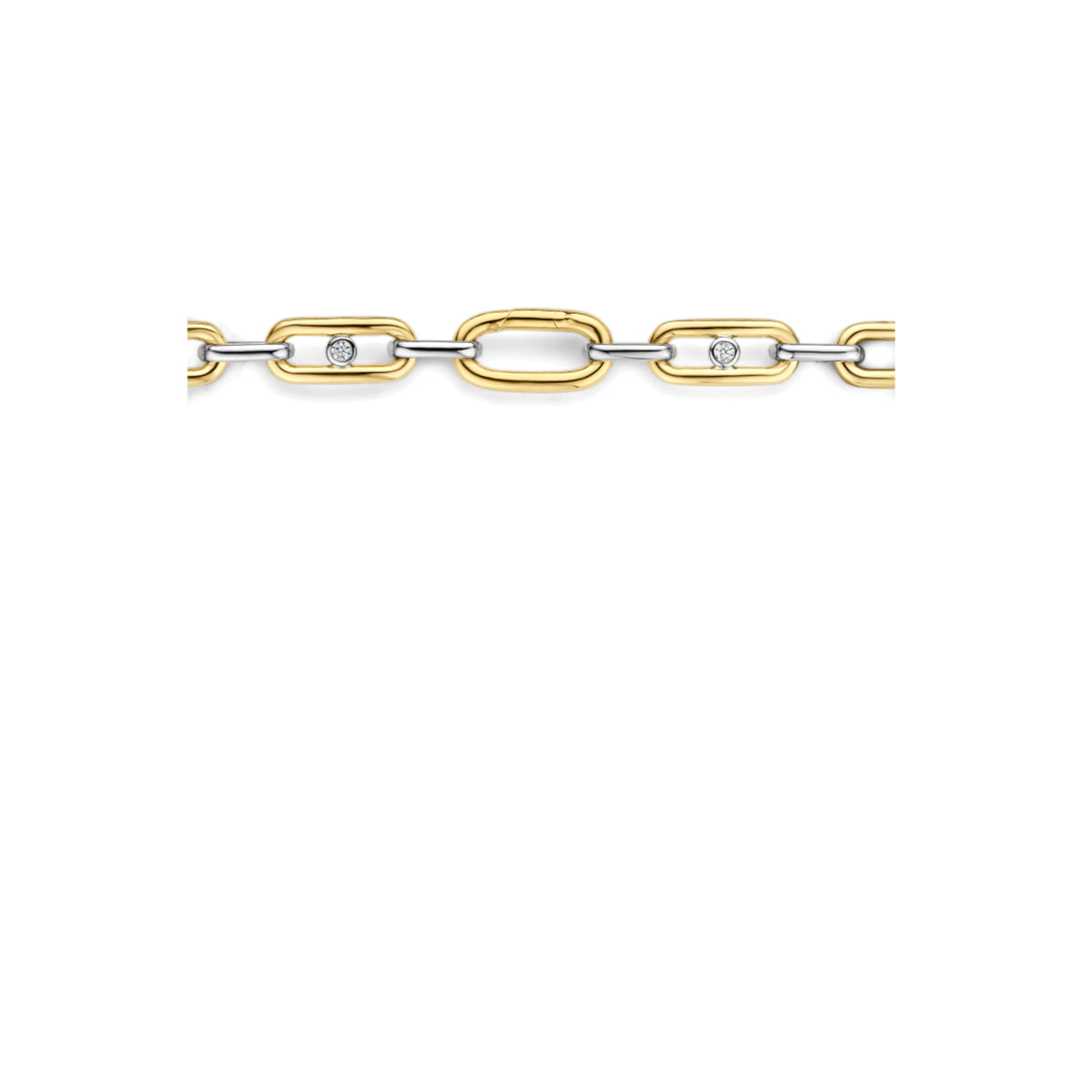 Bracciale catena Ti Sento in argento bicolore e zirconi 18,5 cm