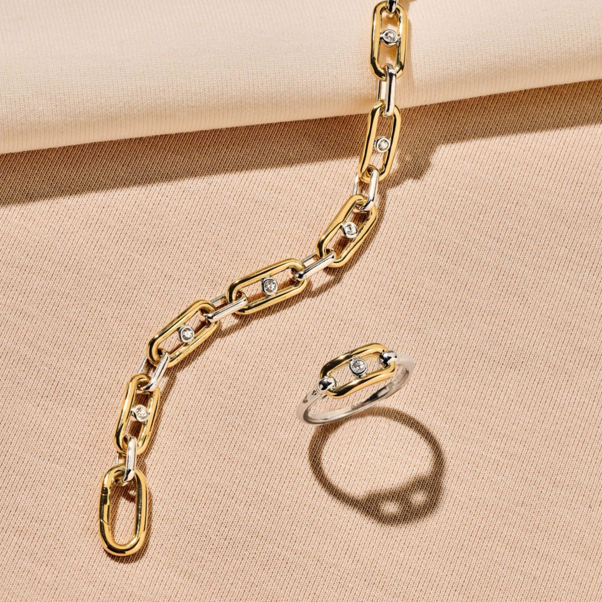 Bracciale catena Ti Sento in argento bicolore e zirconi 18,5 cm