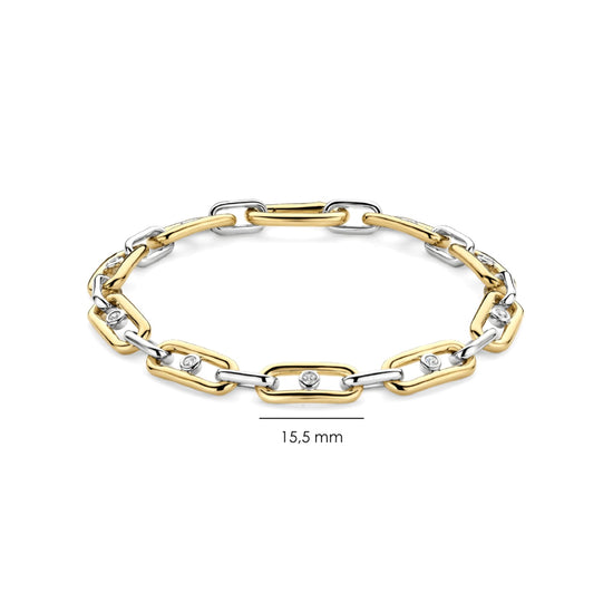 Bracciale catena Ti Sento in argento bicolore e zirconi 18,5 cm