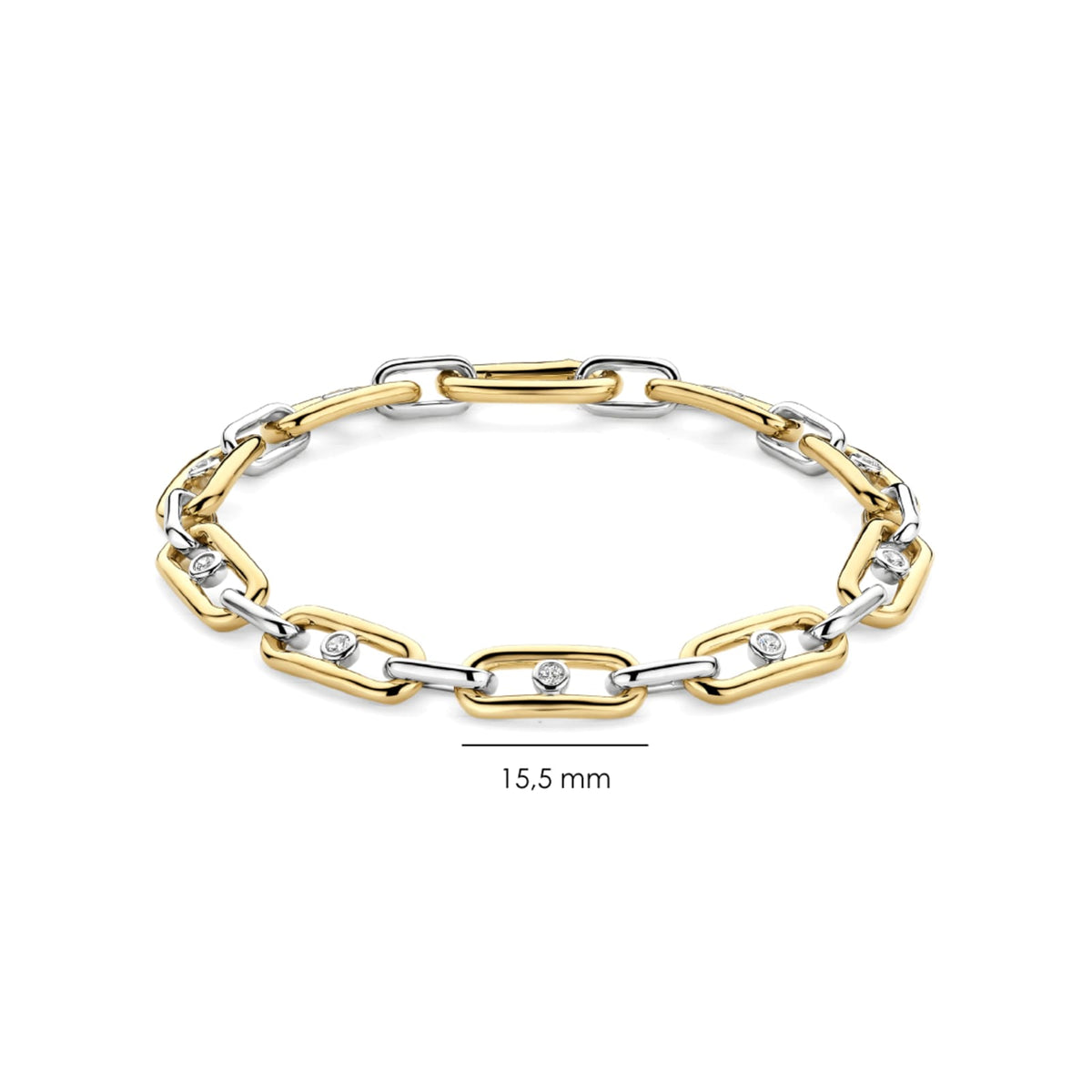 Bracciale catena Ti Sento in argento bicolore e zirconi 18,5 cm