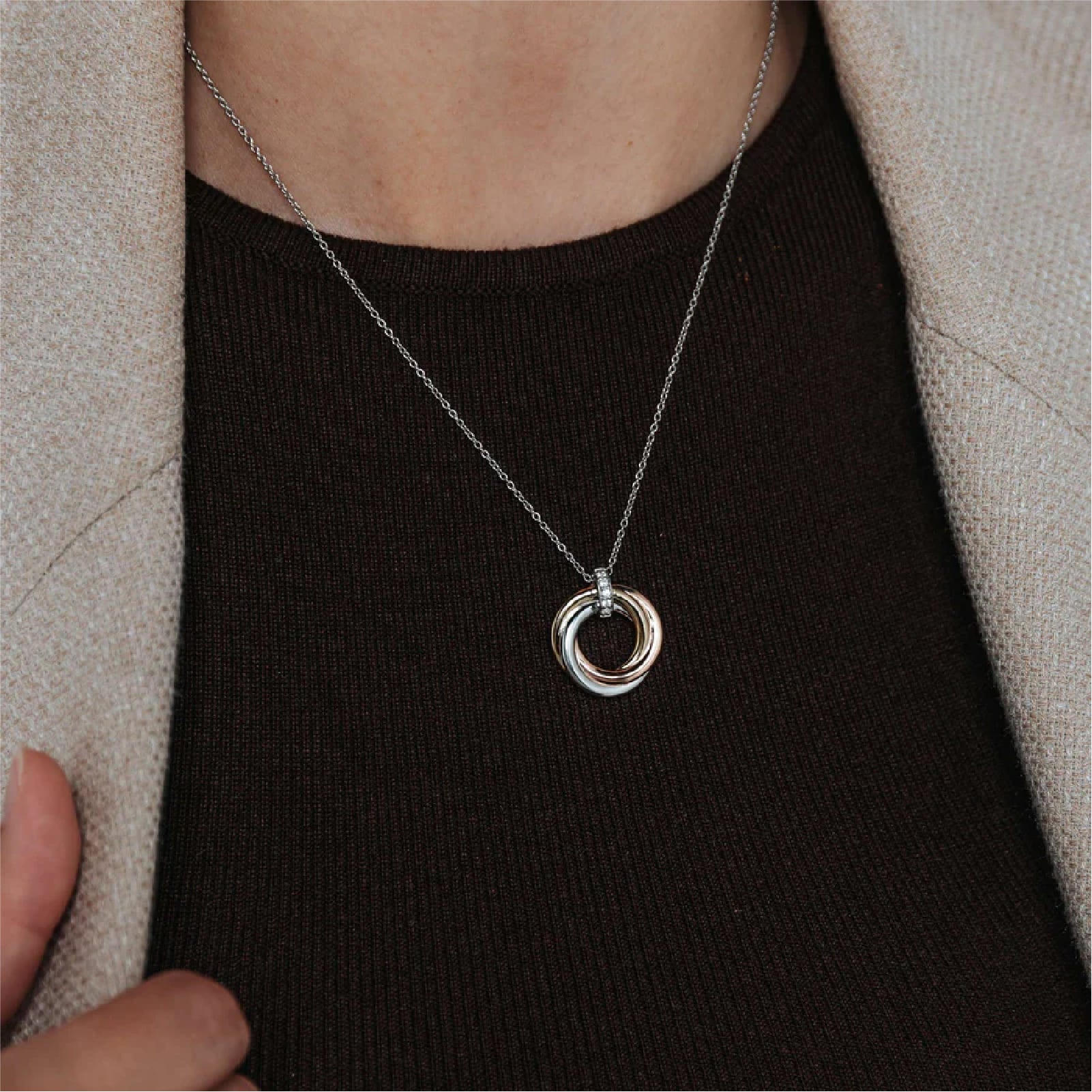 Collana TI SENTO Milano argento pendente cerchi intrecciati