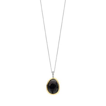 Collana TI SENTO Milano in argento bicolor con pietra nera MISURA UNICA