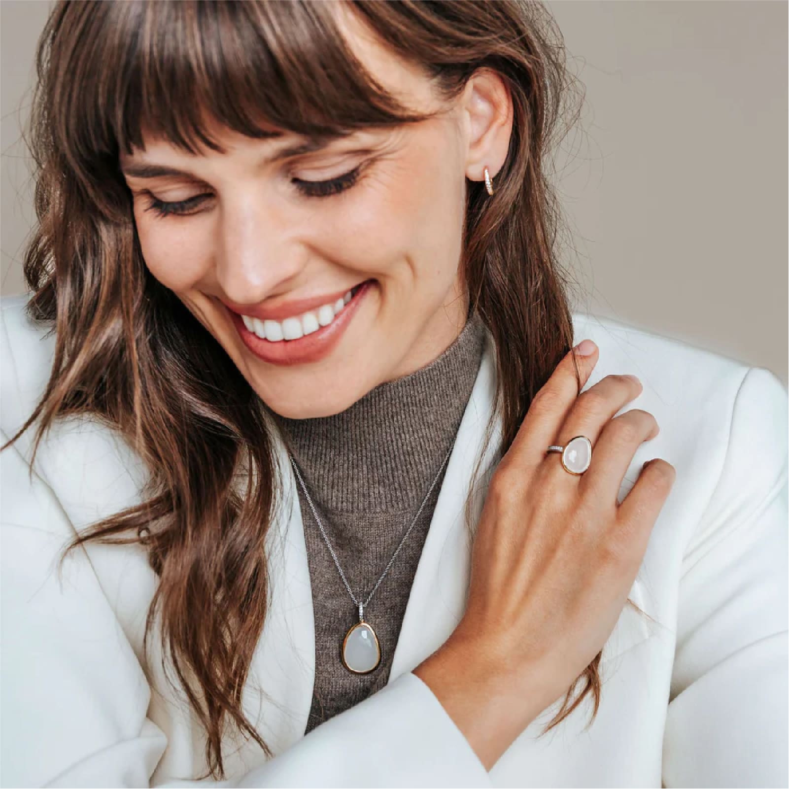 Collana TI SENTO Milano in argento bicolor con pietra bianca MISURA UNICA