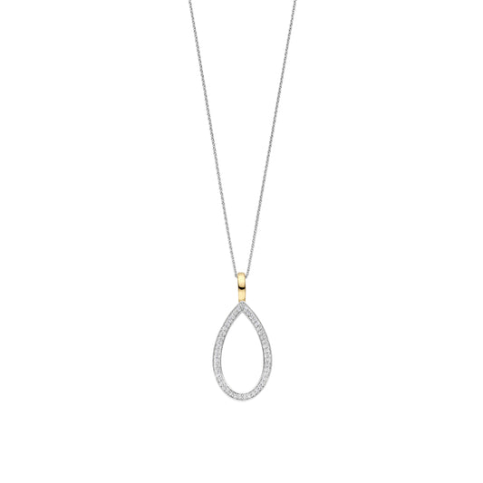 Collana catena Ti Sento in argento e zirconi goccia MISURA UNICA