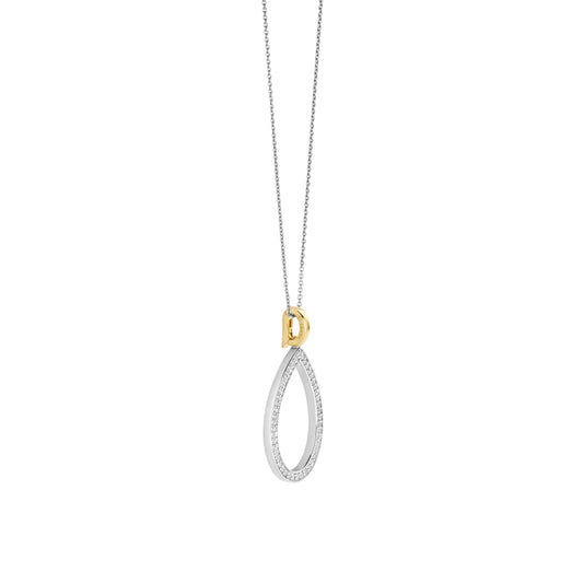 Collana catena Ti Sento in argento e zirconi goccia MISURA UNICA