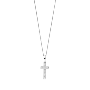 Collana TI SENTO Milano in argento croce pendente con zirconi MISURA UNICA