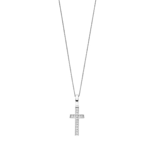 Collana TI SENTO Milano in argento croce pendente con zirconi MISURA UNICA