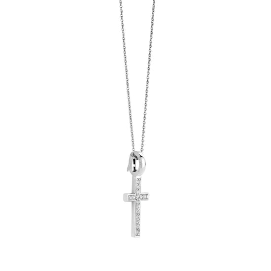 Collana TI SENTO Milano in argento croce pendente con zirconi MISURA UNICA