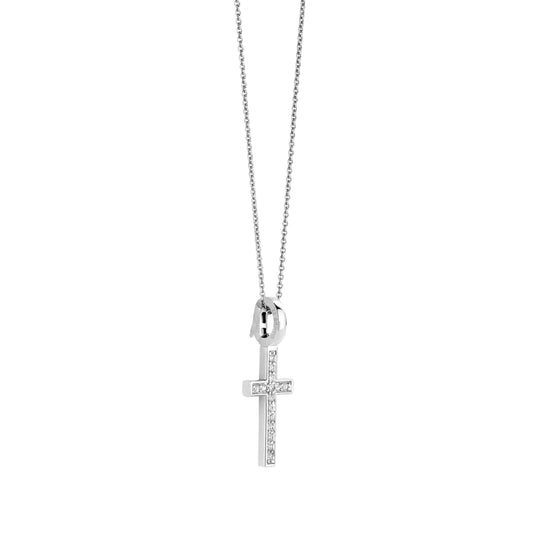Collana TI SENTO Milano in argento croce pendente con zirconi MISURA UNICA