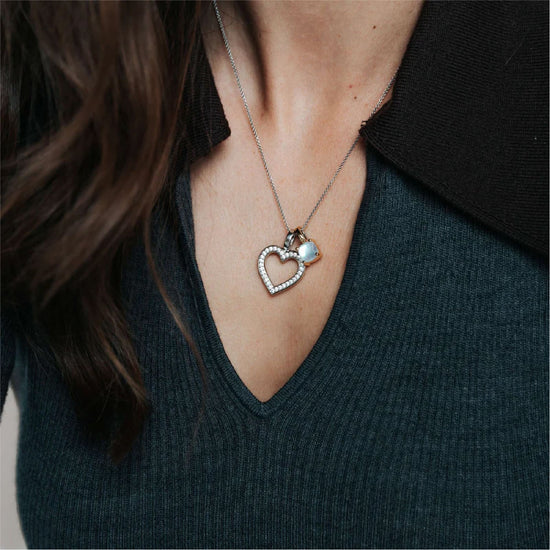 Collana TI SENTO Milano in argento cuore pendente con zirconi MISURA UNICA