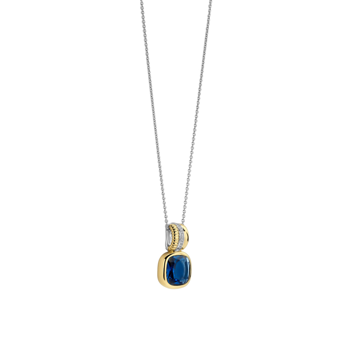 Collana pendente Ti Sento in argento e zircone blu MISURA UNICA