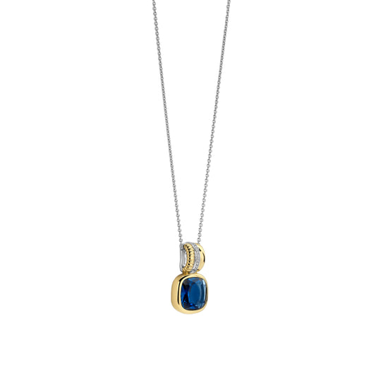 Collana pendente Ti Sento in argento e zircone blu MISURA UNICA