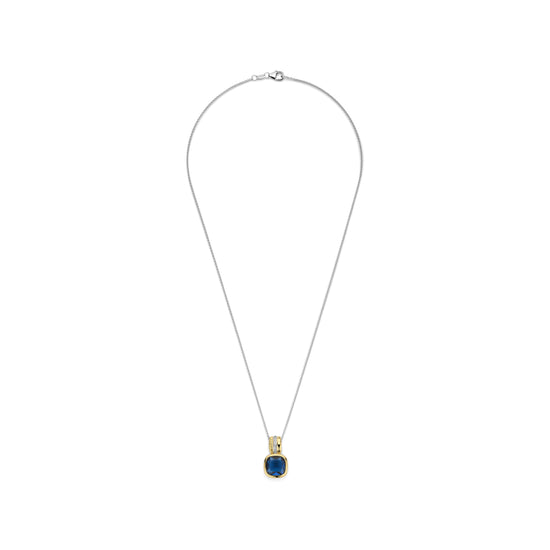 Collana pendente Ti Sento in argento e zircone blu MISURA UNICA