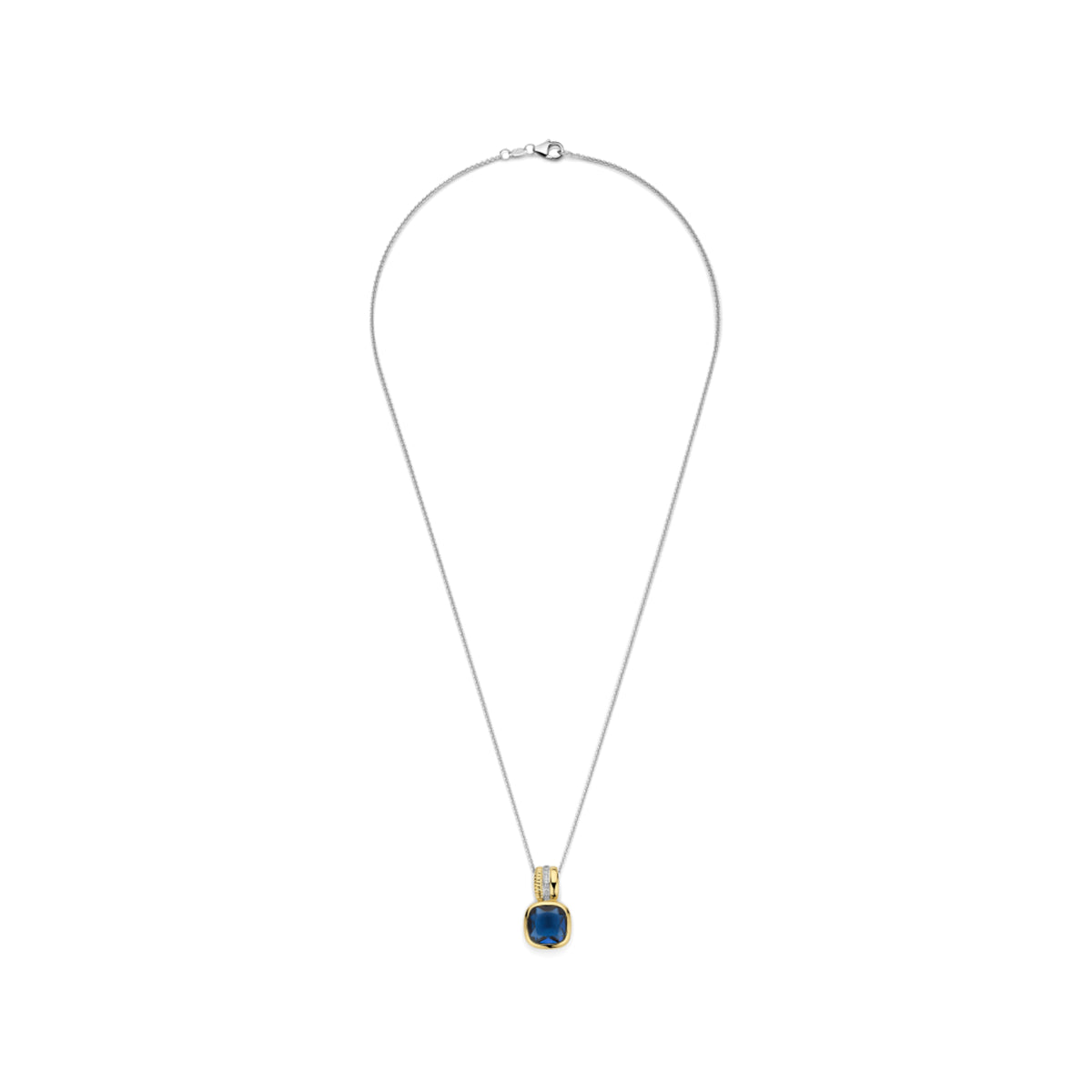 Collana pendente Ti Sento in argento e zircone blu MISURA UNICA