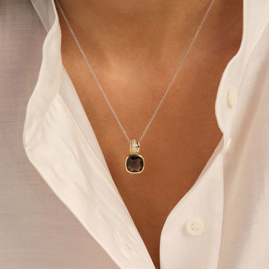 Collana pendente Ti Sento in argento e zircone blu MISURA UNICA