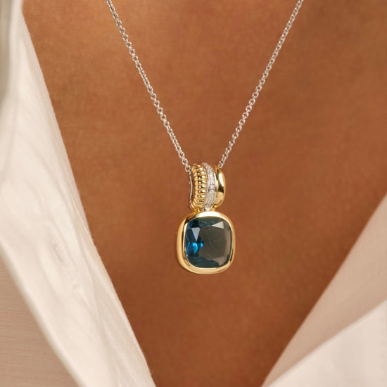 Collana pendente Ti Sento in argento e zircone blu MISURA UNICA