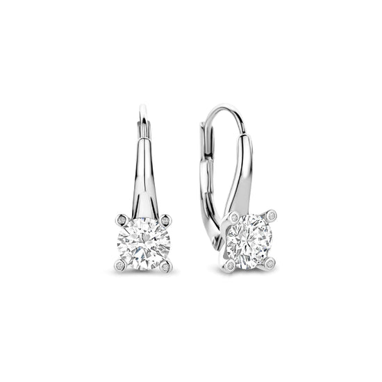 Orecchini a monachella TI SENTO Milano con zirconi bianchi MISURA UNICA