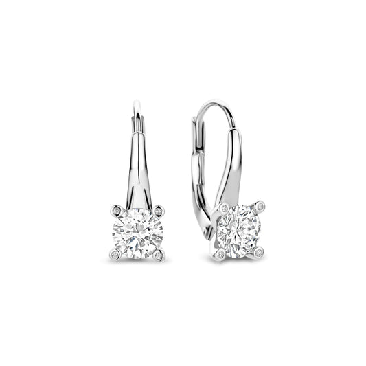 Orecchini a monachella TI SENTO Milano con zirconi bianchi MISURA UNICA