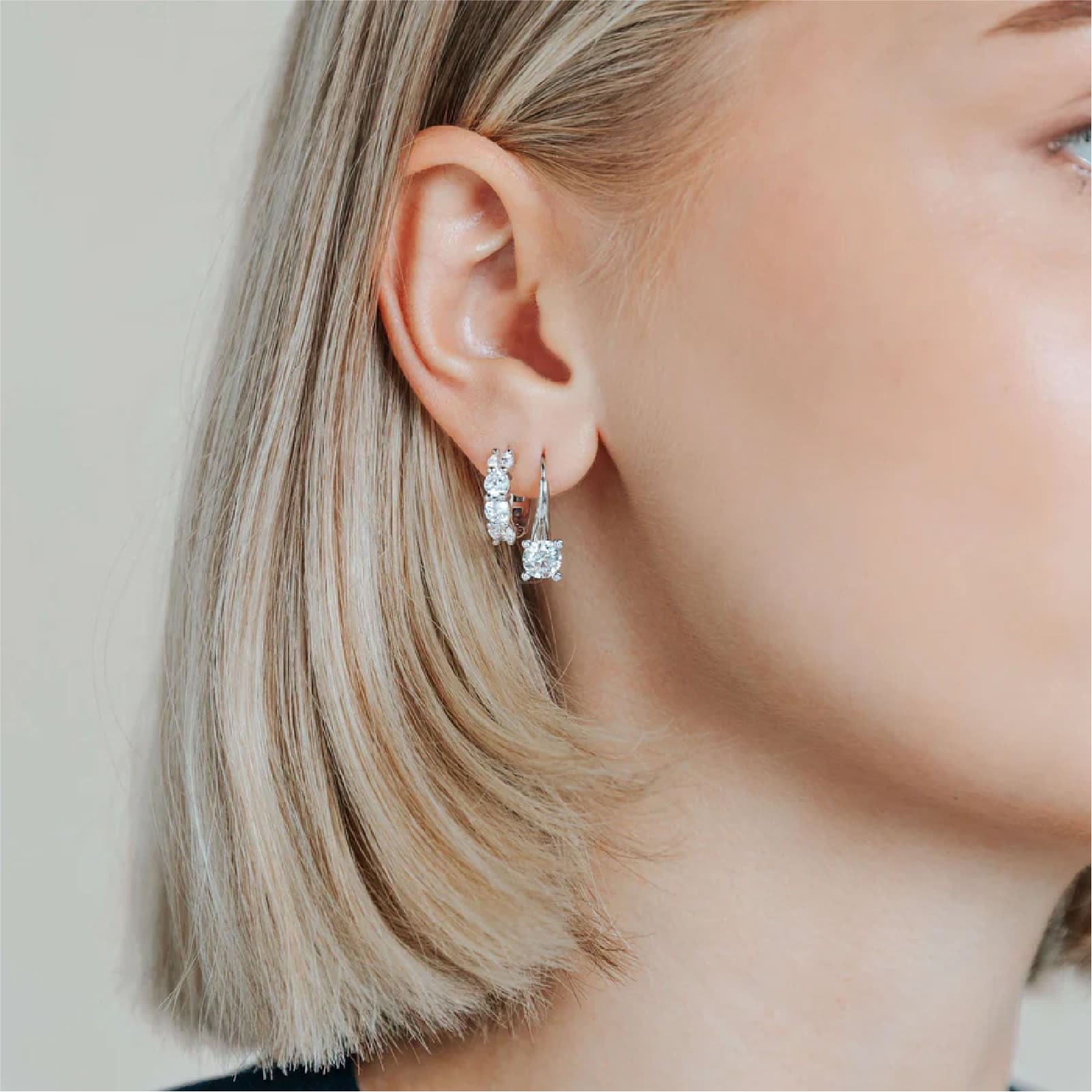 Orecchini a monachella TI SENTO Milano con zirconi bianchi MISURA UNICA