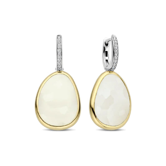 Orecchini TI SENTO Milano in argento bicolor e pietra bianca MISURA UNICA