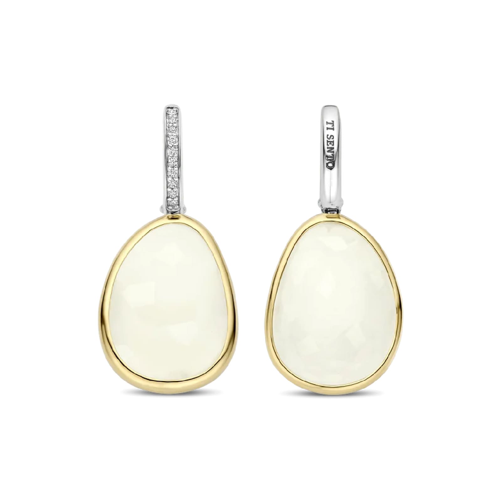 Orecchini TI SENTO Milano in argento bicolor e pietra bianca MISURA UNICA