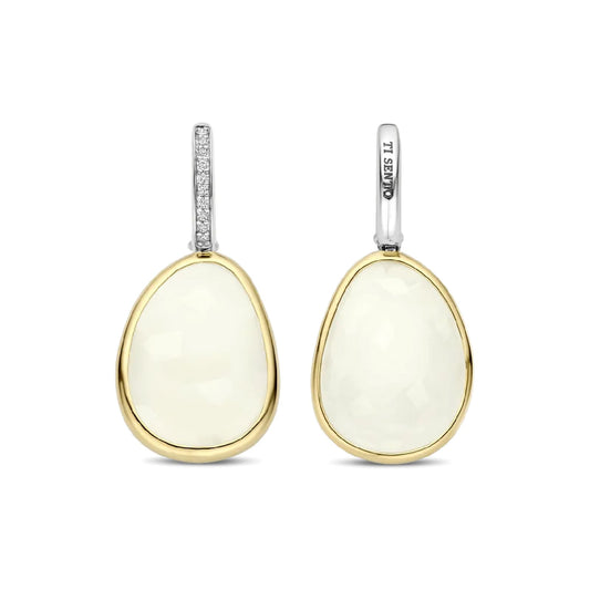 Orecchini TI SENTO Milano in argento bicolor e pietra bianca MISURA UNICA