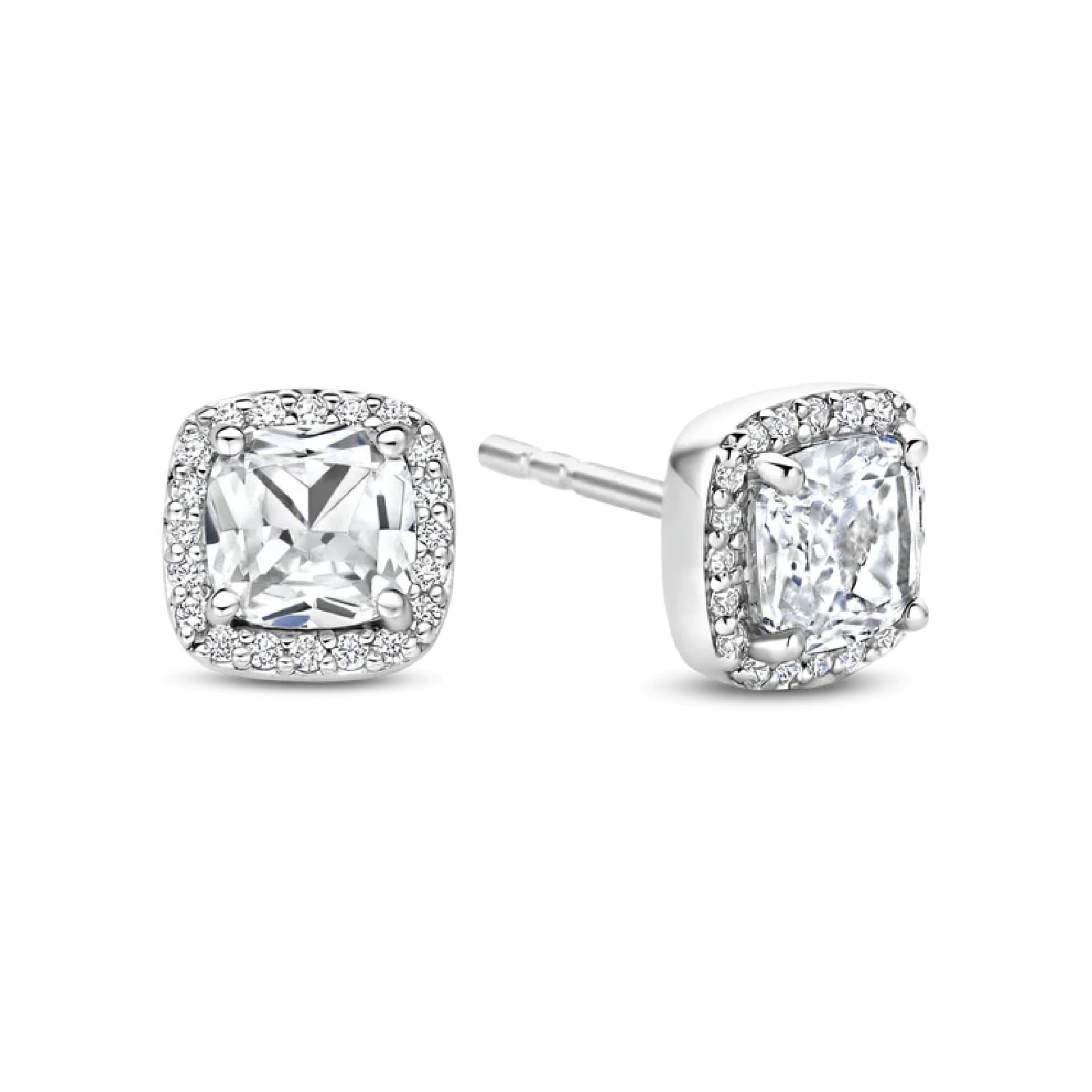 Orecchini a lobo TI SENTO Milano in argento zircone quadrato MISURA UNICA