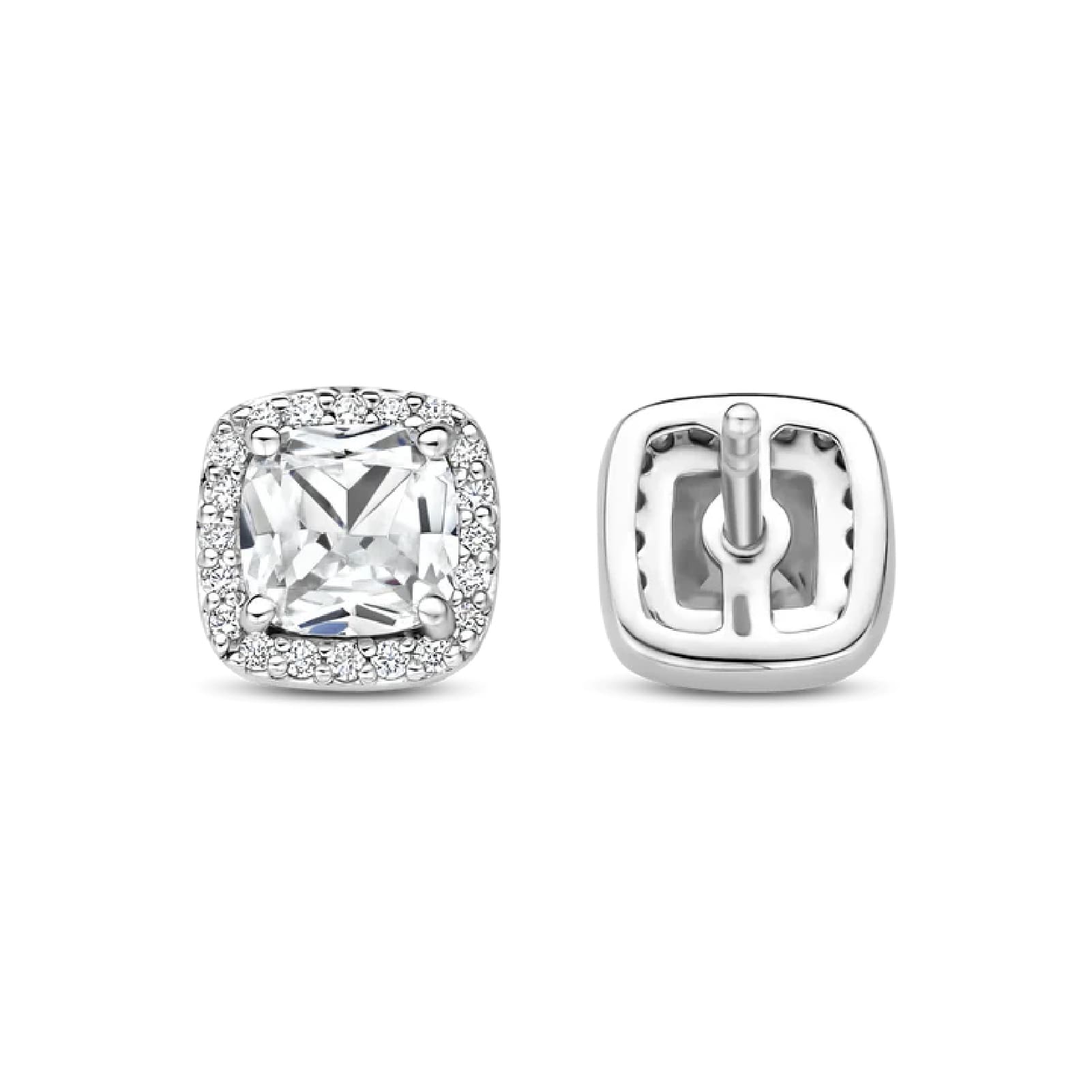 Orecchini a lobo TI SENTO Milano in argento zircone quadrato MISURA UNICA