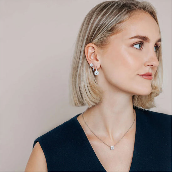 Orecchini a lobo TI SENTO Milano in argento zircone quadrato MISURA UNICA