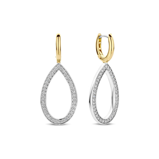 Orecchini TI SENTO Milano argento bicolor goccia di zirconi MISURA UNICA