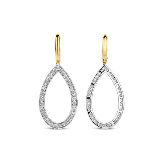 Orecchini TI SENTO Milano argento bicolor goccia di zirconi MISURA UNICA