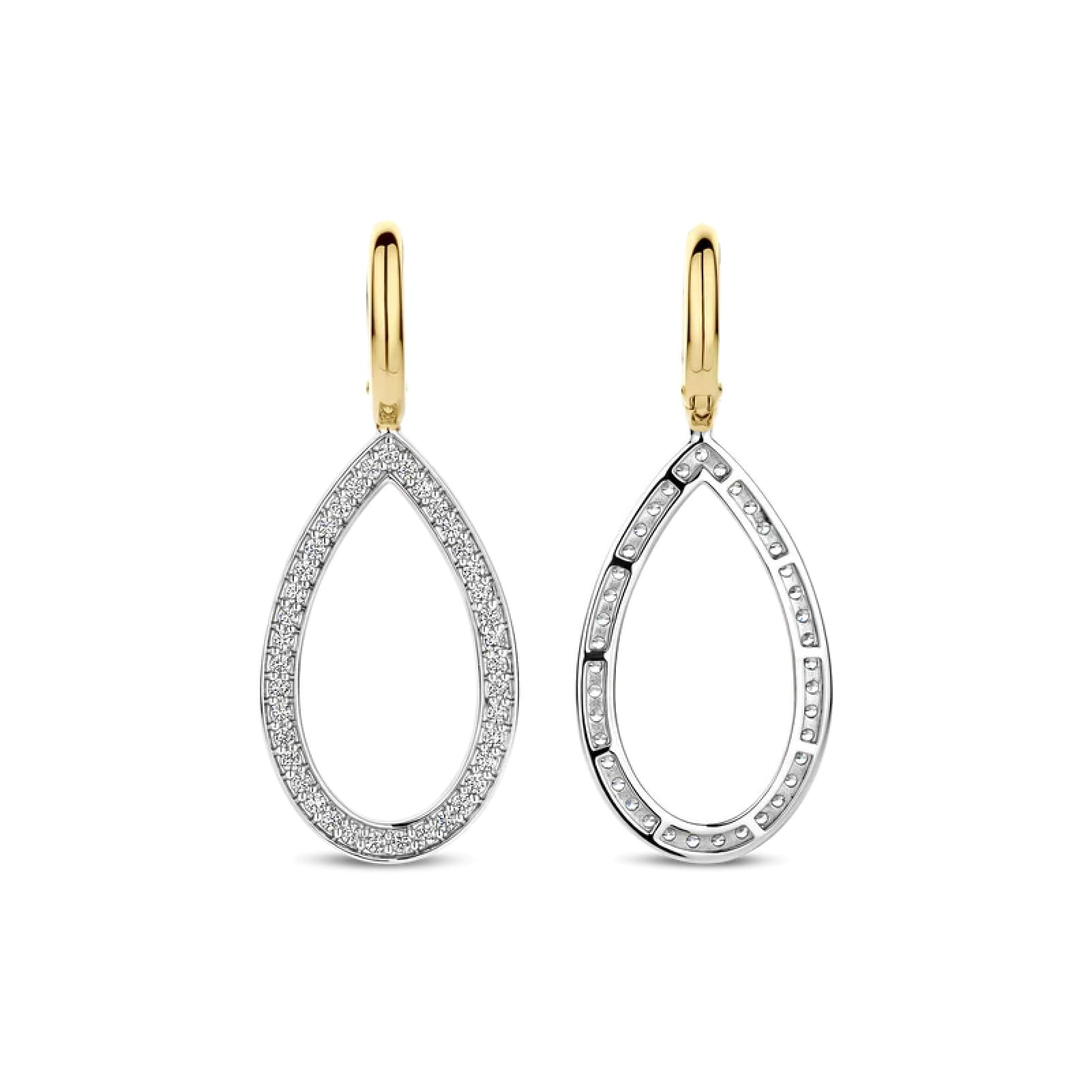 Orecchini TI SENTO Milano argento bicolor goccia di zirconi MISURA UNICA