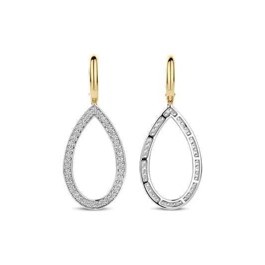 Orecchini TI SENTO Milano argento bicolor goccia di zirconi MISURA UNICA