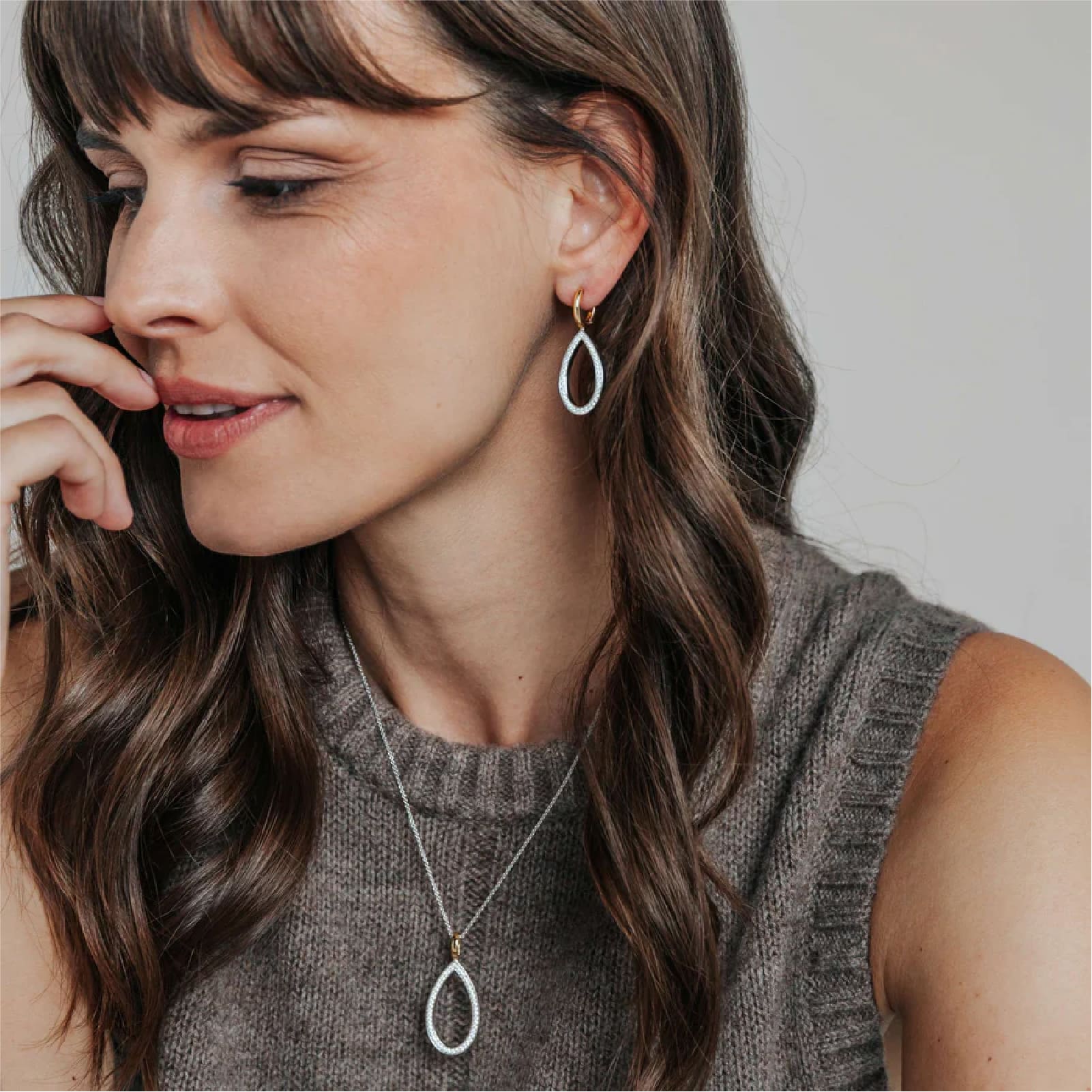 Orecchini TI SENTO Milano argento bicolor goccia di zirconi MISURA UNICA