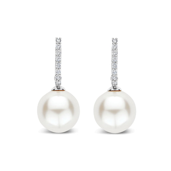 Orecchini cerchio Ti Sento in argento zirconi e perla 12mm MISURA UNICA