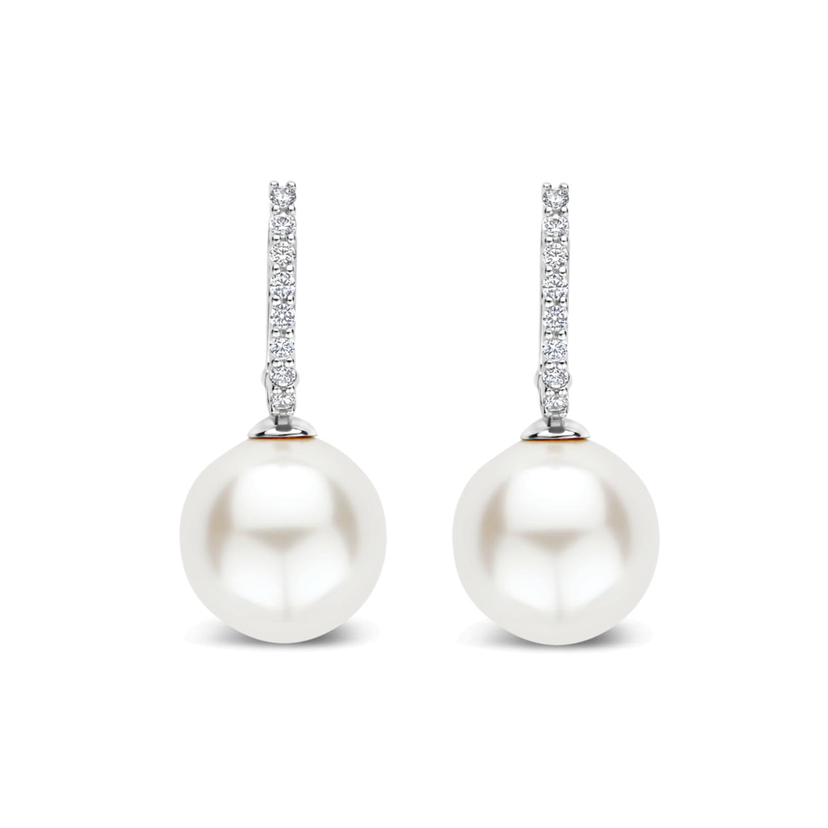 Orecchini cerchio Ti Sento in argento zirconi e perla 12mm MISURA UNICA