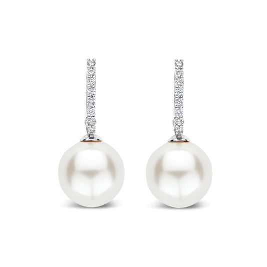 Orecchini cerchio Ti Sento in argento zirconi e perla 12mm MISURA UNICA