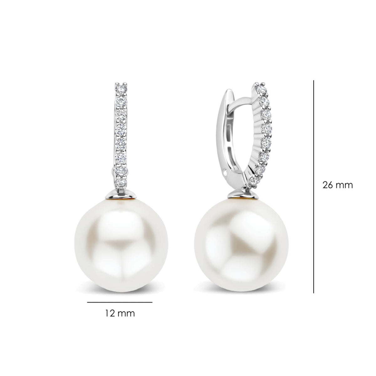 Orecchini cerchio Ti Sento in argento zirconi e perla 12mm MISURA UNICA