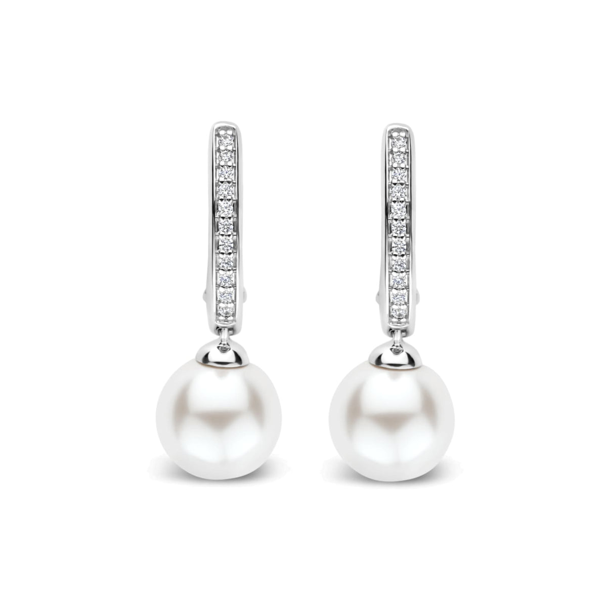 Orecchini cerchio Ti Sento in argento zirconi e perla 8mm MISURA UNICA