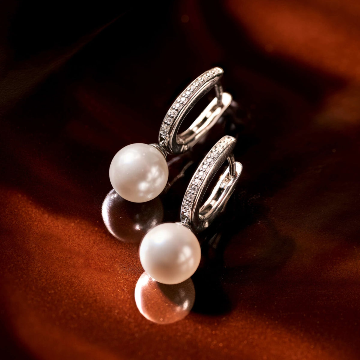 Orecchini cerchio Ti Sento in argento zirconi e perla 8mm MISURA UNICA