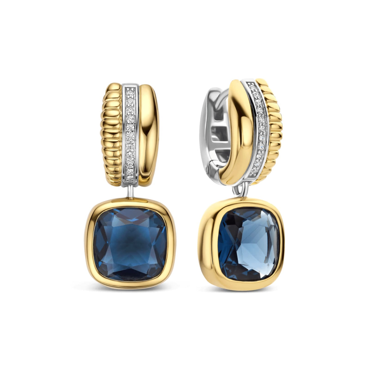Orecchini cerchio Ti Sento in argento e zircone blu MISURA UNICA