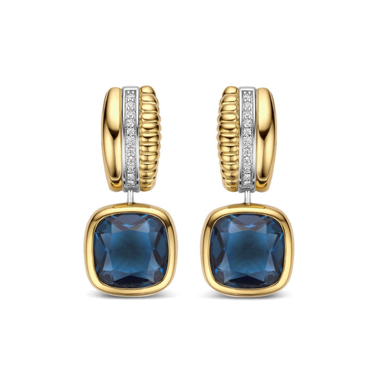 Orecchini cerchio Ti Sento in argento e zircone blu MISURA UNICA