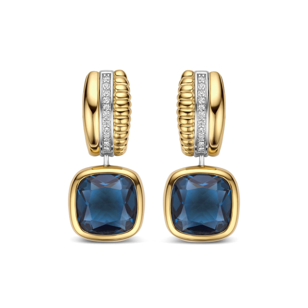 Orecchini cerchio Ti Sento in argento e zircone blu MISURA UNICA