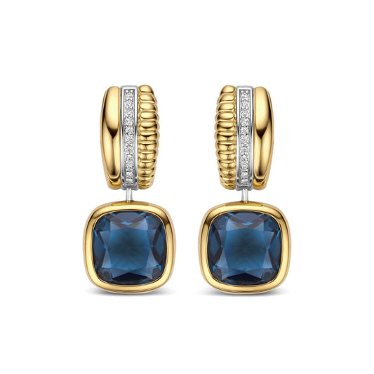 Orecchini cerchio Ti Sento in argento e zircone blu MISURA UNICA