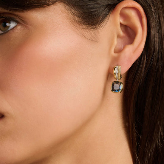 Orecchini cerchio Ti Sento in argento e zircone blu MISURA UNICA