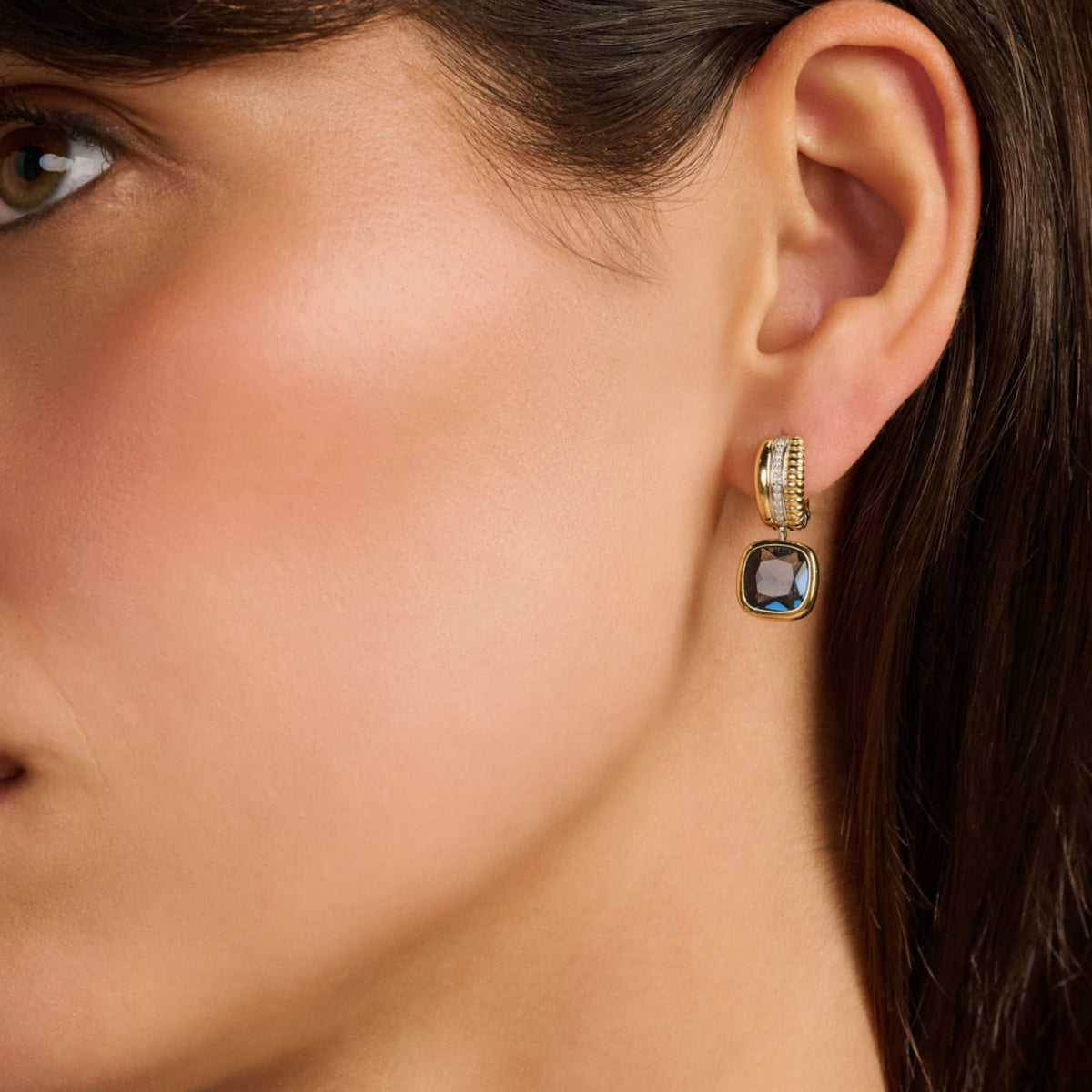 Orecchini cerchio Ti Sento in argento e zircone blu MISURA UNICA