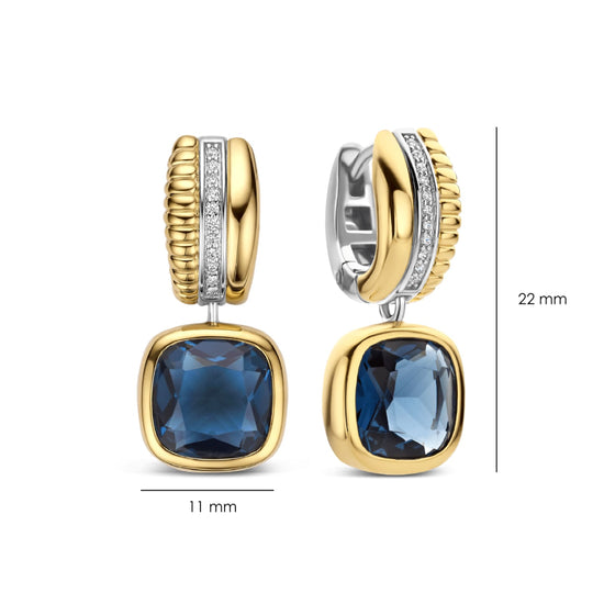 Orecchini cerchio Ti Sento in argento e zircone blu MISURA UNICA