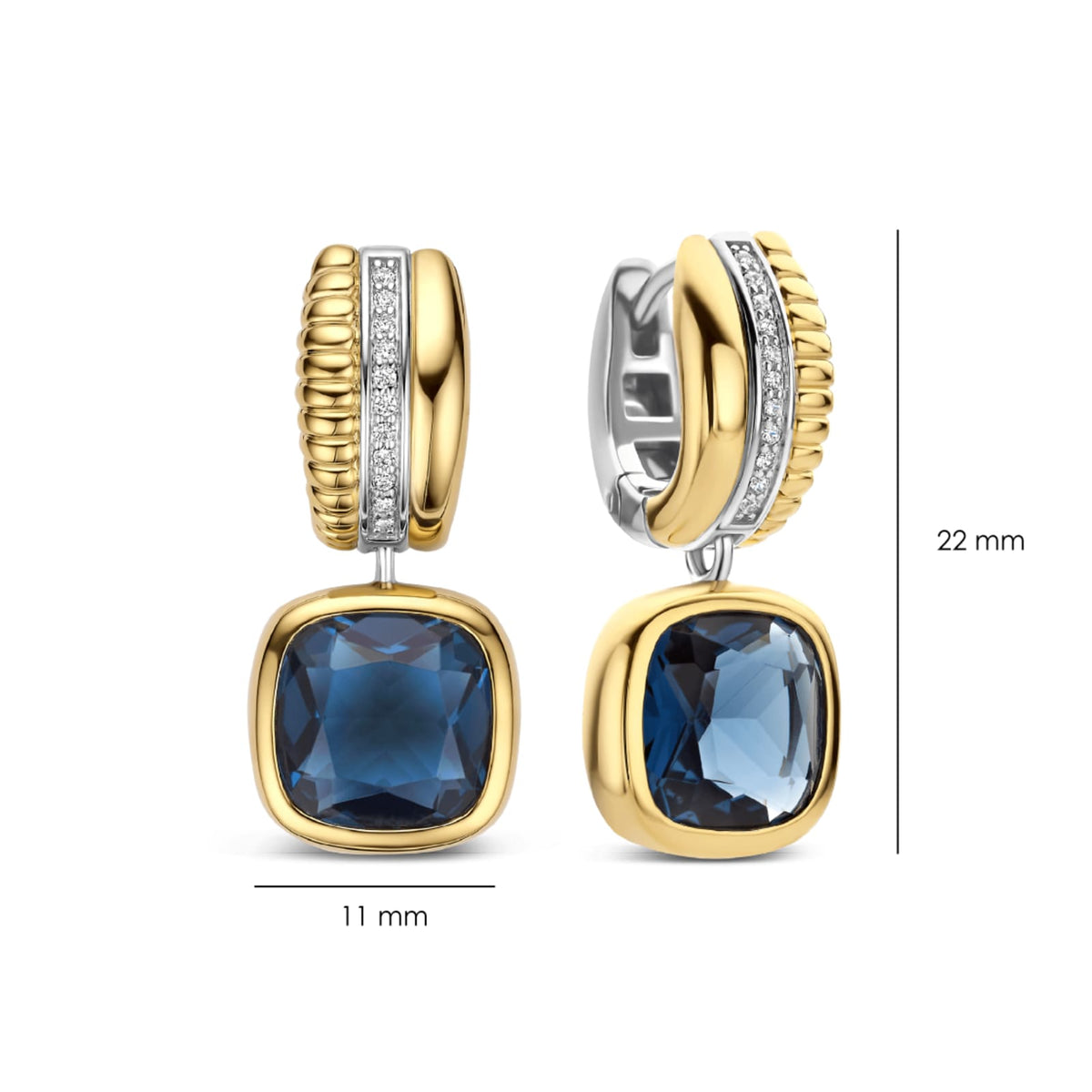 Orecchini cerchio Ti Sento in argento e zircone blu MISURA UNICA