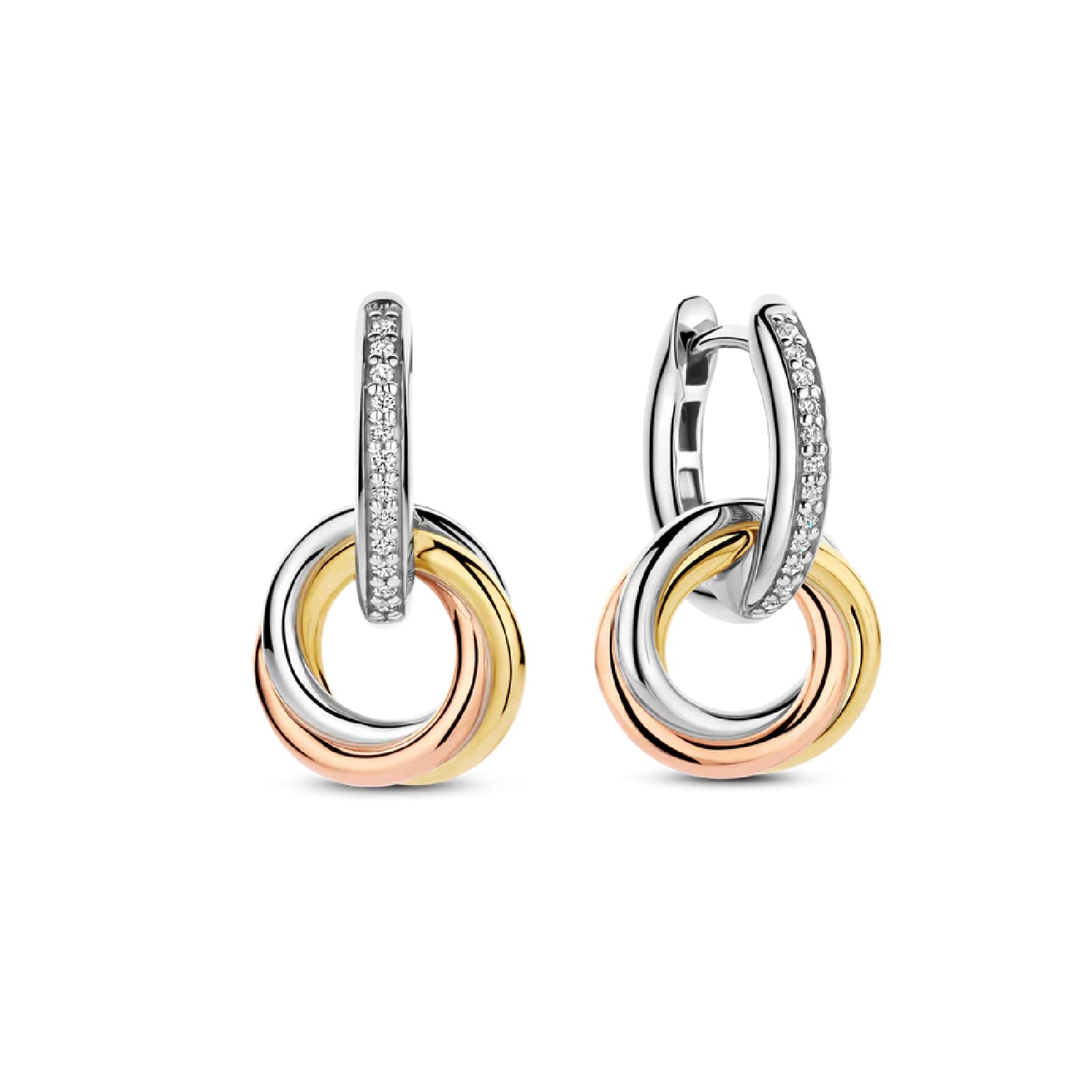 Orecchini TI SENTO Milano argento cerchi pendenti e zirconi MISURA UNICA