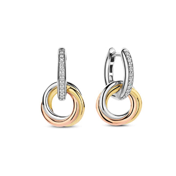 Orecchini TI SENTO Milano argento cerchi pendenti e zirconi MISURA UNICA